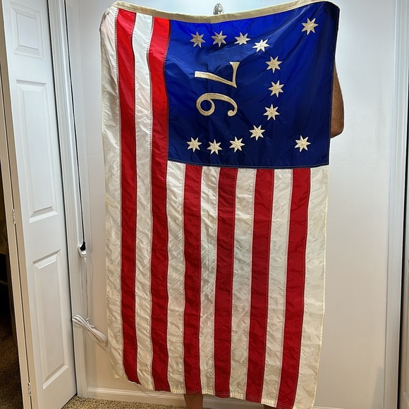 Vtg 1776 76 American USA Nylon Flag Grommets Embroidered Stars and Stripes - Picture 13 of 14